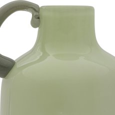 Glass vase 2TONE, with handle, assorted colours, solid colours, 9x9x19cm, green,