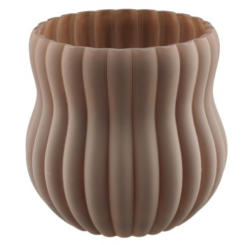 Glass vase, fluted, matt, 19x19x19.5cm, almond