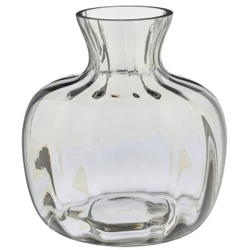 Glass vase, fluted, 16.5x16.5x16.5cm, grey