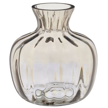 Glass vase, fluted, 16.5x16.5x16.5cm, mocha