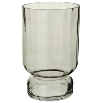 Glass vase, fluted, 16x16x25cm, grey