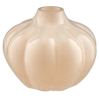 Glass vase, fluted, coloured, 12x12x10cm, powder