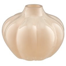Glasvase, geriffelt, gefärbt, 12x12x10cm, puder