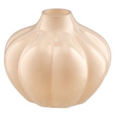 Glasvase, geriffelt, gefärbt, 16x16x13cm, puder
