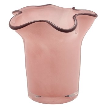 Glass vase CONSTRUCT with coloured rim, 9x9x10cm, light pink