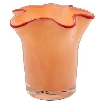 Glasvase CONSTRUCT mit Farbrand, 9x9x10cm, sorbet