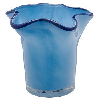 Glasvase CONSTRUCT mit Farbrand, 9x9x10cm, hellblau