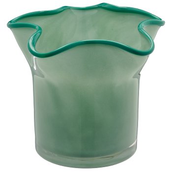 Glasvase CONSTRUCT mit Farbrand, 12x12x11cm, mint