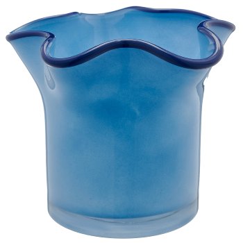 Glasvase CONSTRUCT mit Farbrand, 12x12x11cm, hellblau