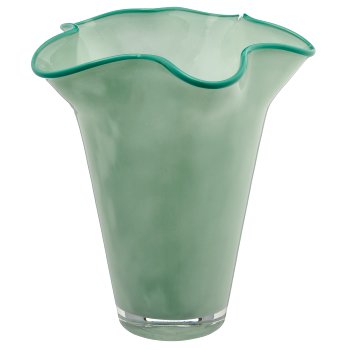 Glasvase CONSTRUCT mit Farbrand, 17x17x19cm, mint
