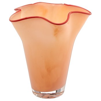 Glasvase CONSTRUCT mit Farbrand, 17x17x19cm, sorbet