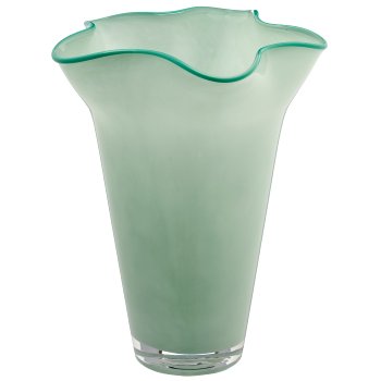 Glasvase CONSTRUCT mit Farbrand, 19x19x25cm, mint