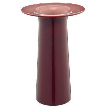 Glasvase OPPOSITE mit Innenfarbe, 16x16x25cm, rosenholz