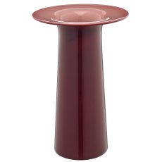 Glasvase OPPOSITE mit Innenfarbe, 16x16x25cm, rosenholz