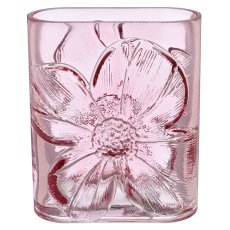 Glasvase mit Blüten Relief, oval, 13x8x16cm, rosa