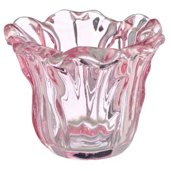 Glas Teelicht, Blütenform, 10,5x10,5x8cm, rosa