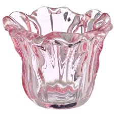 Glas Teelicht, Blütenform, 10,5x10,5x8cm, rosa