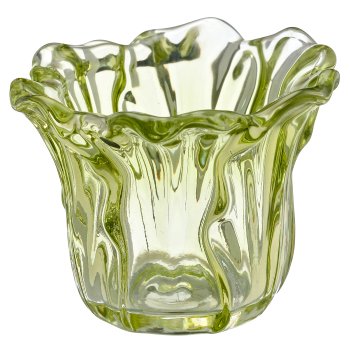 Glas Teelicht, Blütenform, 10,5x10,5x8cm, grün