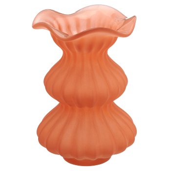 Glasvase Bubble Blüte, geriffelt, matt, 12x12x18,5cm, karotte