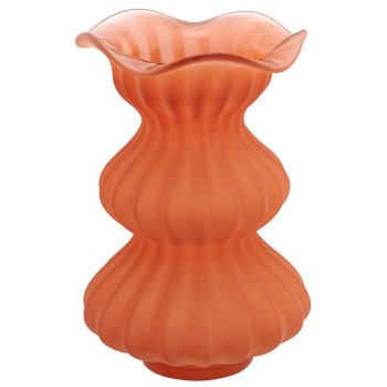 Glasvase Bubble Blüte, geriffelt, matt, 15x15x23cm, karotte