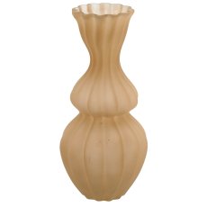 Glasvase Bubble Blüte, geriffelt, matt, 14x14x30cm, beige