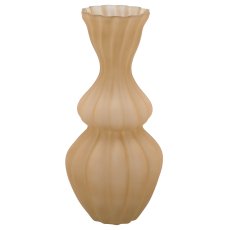Glasvase Bubble Blüte, geriffelt, matt, 17x17x36cm, beige