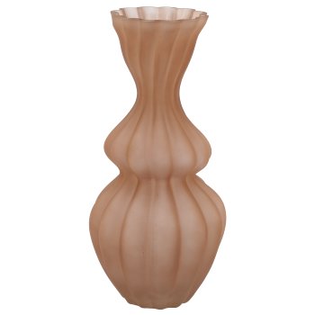 Glasvase Bubble Blüte, geriffelt, matt, 17x17x36cm, mandel