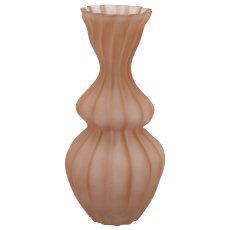 Glasvase Bubble Blüte, geriffelt, matt, 17x17x36cm, mandel