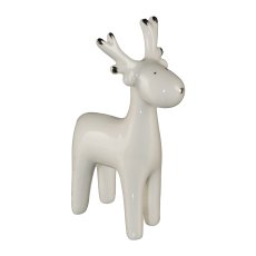 Ceramic Elk Instyle, 7x5x2,5 cm, Silver, Decoration Is Hand Painted!