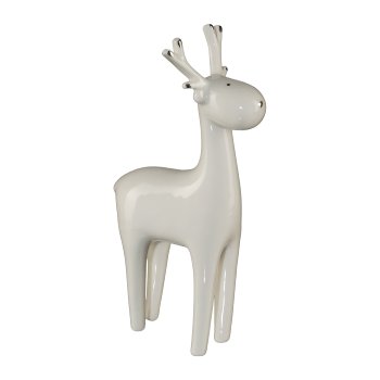 Ceramic Elk Instyle, 18,5x9,5x6cm, Silver, Decoration Is Hand Painted!