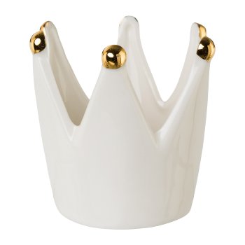 Ceramic Crown For Tea Light, 6,5x6,5x7cm, Gold