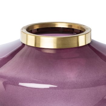 Glass Vase with Bronze Ring Losotho, 23x23x14cm, Fuchsia