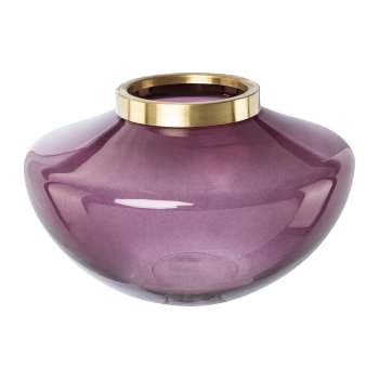 Glass Vase with Bronze Ring Losotho, 23x23x14cm, Fuchsia