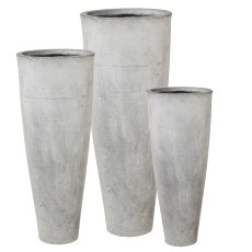 Fibreclay vase round, set of 3, 25x60/33x80/41x100cm, grey