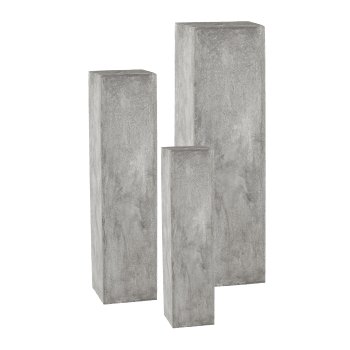 Fibreclay column, square, set of 3, 20x80/28x100/35x120cm, grey