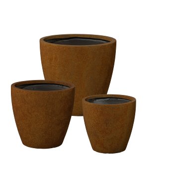 Fibreclay Übertopf 3er Set FINE ARTS, 32x32x30/38x38x35/45x45x42cm,