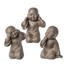 Fibreclay Buddha Children 3 assorted Little Apes, 27x22x39/30x23x41/27x24x39cm,