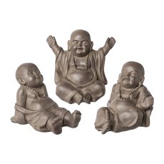 Fibreclay Buddha Kids 3fa.so., 35x22x27/35x26x31/31x22,5x26cm , hellbraun