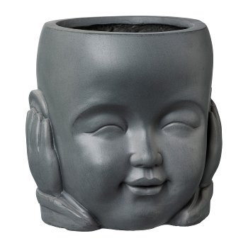 Fibreclay Buddha Head Planter 3 assorted 24x24x24cm, Anthracite, 3/Piece