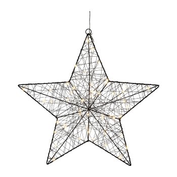 Wire Star with 30 LED, 30cm, Black, with 6H Timer Function, 1/Pc Battery Operated (3 x Aa)