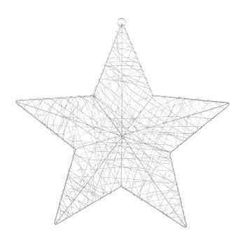 Wire Star with 50 LED, 50cm, Silver, with 6H Timer Function, 1/Piece Battery