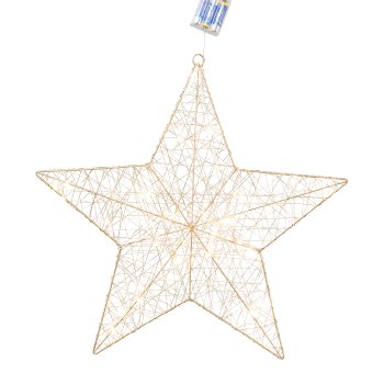 Wire Star with 50 LED, 50cm, Champagne, with 6H Timer Function, 1/Piece Battery