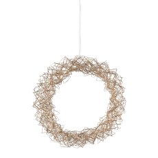 Wire Wreath Round Hanger with 35 LED SizzLED, 35cm, Champagne, with 6H Timer