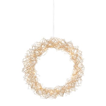 Wire Wreath Round Hanger with 35 LED SizzLED, 35cm, Champagne, with 6H Timer