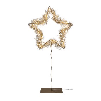 Metall Draht Stern auf Fuss m. 35 LED, 35x64cm, champagner, mit 6h Timer und Fernbedienung
