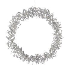 Metall Draht Kranz m.40LED LOOP WIRE, 3xAA 6h TIMER Batteriebox,35x5x5cm, silber