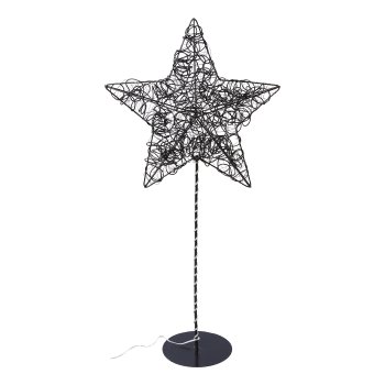 Metalldraht Stern m.20LEDs warm weiß auf Base m.6h Timer, 20cm/3AA H:42cm Batteriebox,