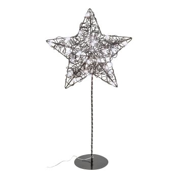 Metalldraht Stern m.20LEDs warm weiß auf Base m.6h Timer, 20cm/3AA H:42cm Batteriebox,