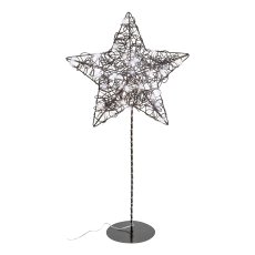 Metalldraht Stern m.20LEDs warm weiß auf Base m.6h Timer, 20cm/3AA H:42cm Batteriebox,