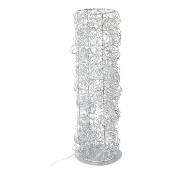 Metal wire tower w.30LEDs warm white w.6h timer, 30cm/3AA battery box, silver